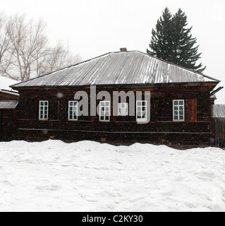 Lenin`s house in siberian urban-type settlement Shushenskoye - place where Soviet communist leader Vladimir Lenin was in exile Stock Photo